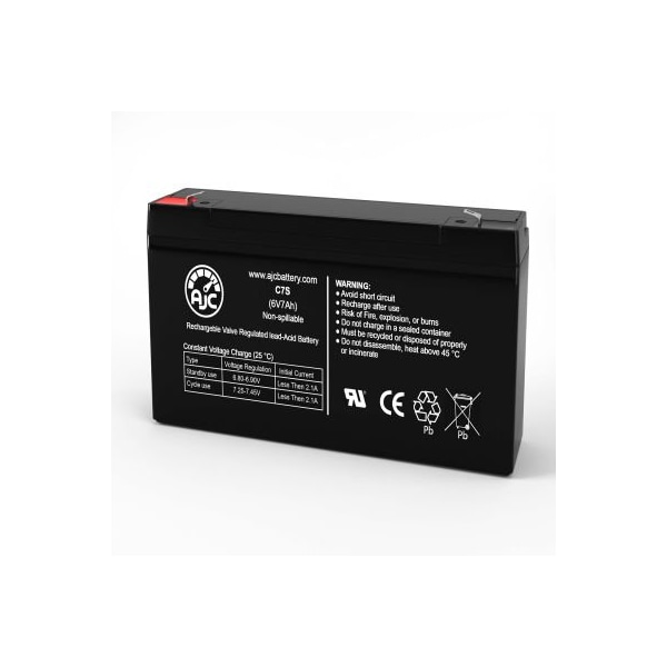 Battery Clerk AJC Dyna Ray DR70712 Emergency Light Replacement Battery 7Ah, 6V, F1 AJC-C7S-J-0-187801 - main